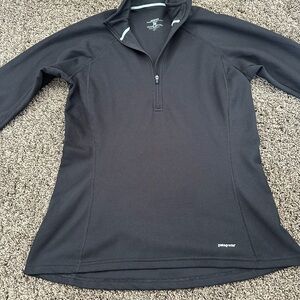 PATAGONIA 1/4 ZIP Womens Sz Large Black Baselayer Pullover